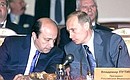 President Putin and Russian Foreign Minister Igor Ivanov at the concluding conference of the Caspian countries\' leaders.