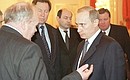 President Putin with Yevgeny Velikhov, member of the Russian Academy of Sciences, at a joint meeting of the Security Council, the State Council presidium, and the presidential Council on Science and High Technologies.