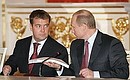 With First Deputy Prime Minister Dmitry Medvedev at the session of the Presidential Council for Implementing Priority National Projects.