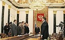 The President and the members of the Cabinet observed a minute of silence to honour the memory of victims of terrorist attacks in Russia.