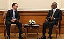 At a meeting with UN-Arab League Envoy on Syria Kofi Annan.