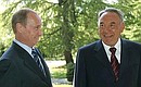 Before the begining of talks with the President of Kazakhstan, Nursultan Nazarbaev.