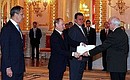 Poland\'s Ambassador to Russia, Ezhi Bar, presenting the letter of credential.
