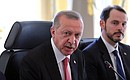 Президент Турции Реджеп Тайип Эрдоган на встрече лидеров России, Турции, Германии и Франции.
