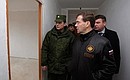 Visiting military base at Timonovo settlement. In a residential building being built for the Armed Forces' officers. With Defence Minister Anatoly Serdyukov (right).