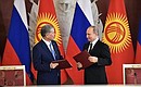 Vladimir Putin and Almazbek Atambayev signed a Declaration on Strengthening the Alliance and Strategic Partnership between the Russian Federation and the Kyrgyz Republic.