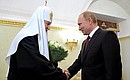 Владимир Путин поздравил Патриарха Московского и всея Руси Кирилла с Днём рождения; предстоятелю Русской православной церкви исполнилось 68 лет.
