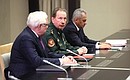 Deputy Foreign Minister Sergei Ryabkov (left), Director of the Federal Service of National Guard Troops Viktor Zolotov and Defence Minister Sergei Shoigu at a meeting on current issues.