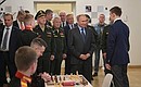 Vladimir Putin toured the chess club of the St Petersburg Suvorov Military Academy.