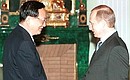 President Vladimir Putin meeting with Chinese Minister of Foreign Affairs Tang Jiaxuan.