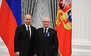 Presenting Russian Federation state decorations. The Order of Honour is awarded to restoration artist Gennady Aleksakhin.