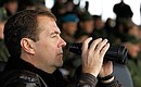 At the Chebarkul training ground, Dmitry Medvedev observed the final stage of the Centre-2011 strategic military exercises.