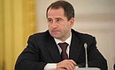 Presidential Plenipotentiary to the Volga Federal District Mikhail Babich at a joint meeting of the State Council and the Presidential Council for the Implementation of Priority National Projects and Demographic Policy.