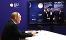 During the ceremony for signing investment agreements at St Petersburg International Economic Forum (via videoconference).