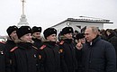 During a tour of the Peter and Paul Fortress. With Suvorov Military School students.