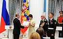Representatives of Petrozavodsk receiving the certificate conferring the City of Military Glory title.