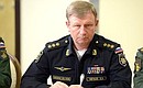 Commander of the Russian Navy Viktor Chirkov before the meeting on Armed Forces development.