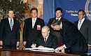 Signing the International Convention for the Suppression of Acts of Nuclear Terrorism.