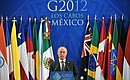 На пресс-конференции по итогам встречи глав государств и правительств стран – участниц «Группы двадцати».
