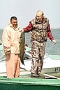 Во время встречи с рыбаками в дельте Волги.