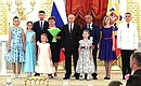 The Order of Parental Glory awards ceremony. The Order is awarded to the Sairanov family from Bashkortostan.