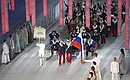 Российская сборная на церемонии открытия XI зимних Паралимпийских игр.