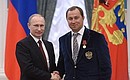 Presenting Russian Federation state decorations. Senior coach for the Russian Paralympic alpine skiing team at the National Sports Training Centre Alexander Nazarov is awarded the Order for Services to the Fatherland, I degree.