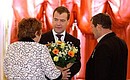 Kirill and Yulia Voroshilov receiving the Order of Parental Glory.