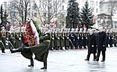 Wreath-laying ceremony at the Victory Monument. With President of Belarus Alexander Lukashenko.