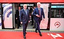 Looking at the upgraded Moscow-2020 and Ivolga 3.0 carriages with Moscow Mayor Sergei Sobyanin at the Manezh Central Exhibition Hall. Photo by Kristina Kormilitsyna (”Rossiya Segodnya“)