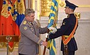 Commander-in-Chief of the Aerospace Forces Colonel General Viktor Bondarev at the ceremony for presenting the banner of the Aerospace Forces.