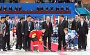 Before the beginnig of hockey match between youth teams of Russia and China.