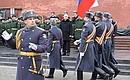 The wreath-laying ceremony at the Tomb of the Unknown Soldier ended with a solemn march of the guard of honour and a military band.