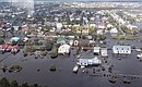 Helicopter flyover of towns in Blagoveshchensk District affected by flooding.