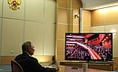 Владимир Путин на пленарной сессии Всемирного русского народного собора (в формате видеоконференции).