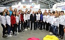 With participants of a training session for volunteers of the 29th International Winter Universiade to be held in Krasnoyarsk in 2019.
