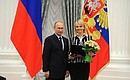 Presenting state decorations to prominent figures in culture and the arts. Honorary title of National Artist of Russia is conferred to singer Valeria Perfilova.