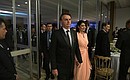 President of Brazil Jair Bolsonaro with his spouse before a dinner given in honour of the leaders of Russia, India, China and South Africa.