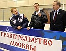 Visiting the Yantar Sports Centre. With Yelena Chaikovskaya, merited figure skating coach, and President of the Russian Figure Skating Federation Alexander Gorshkov.