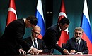 Церемония подписания российско-турецких документов.