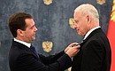 Presenting Russian state decorations to foreign citizens. President and CEO of American Chamber of Commerce in Russia Andrew Somers (USA) receives the Order of Friendship.