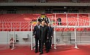 Во время посещения нового стадиона футбольного клуба «Спартак» – «Открытие Арена», на котором помимо матчей столичной команды пройдут игры чемпионата мира по футболу в 2018 году.