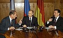 President Putin with French President Jacques Chirac and German Federal Chancellor Gerhard Schroeder.