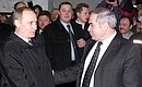 President Putin with Johnson Khagazheyev, general director of the transpolar subsidiary of the Norilsk Nickel mining and metals plant, at an exhibition of minerals mined at Oktyabrsky Mine.