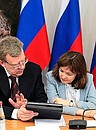 Finance Minister Alexei Kudrin and Economic Development Minister Elvira Nabiullina at a meeting on workers’ social situation and developing vocational education.