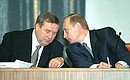 President Putin with State Duma Speaker Gennady Seleznev during a plenary meeting of the Civil Forum.