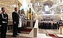 Дмитрий и Светлана Медведевы на церемонии освящения Никольского морского собора.
