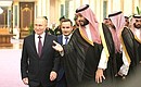 With Crown Prince and Prime Minister of the Kingdom of Saudi Arabia Mohammed bin Salman Al Saud before Russian-Saudi talks. Photo: Alexei Nikolskiy, RIA Novosti