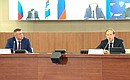 Governor of Sakhalin Region Valery Limarenko (left) and Minister of Industry and Trade Denis Manturov at the meeting on socioeconomic development of the Far Eastern Federal District.