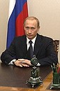 President Putin giving a TV address to the Russian people.